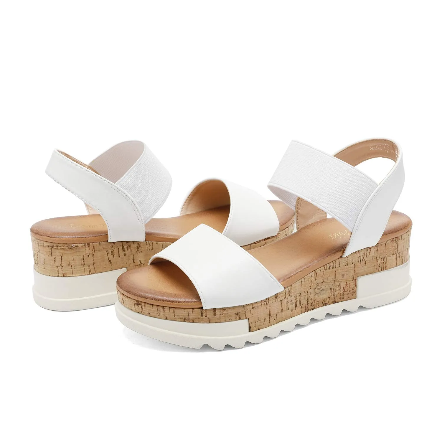 DREAM PAIRS White Fashion Open Toe Ankle Strap Casual Flatform Platform Sandals