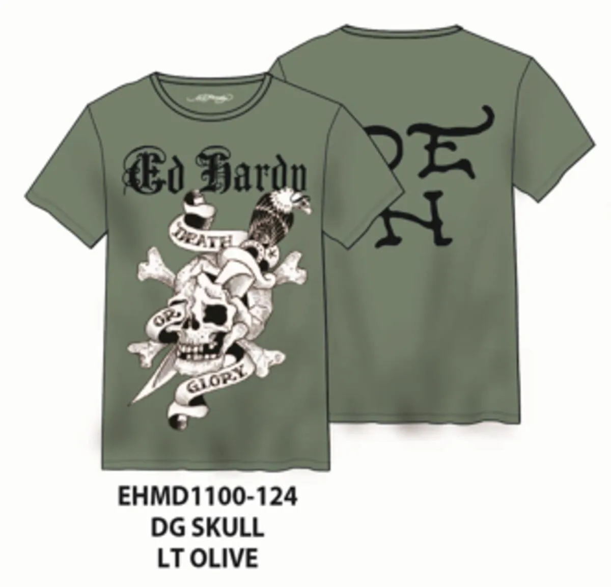 Ed Hardy DG Skull SS Tee - Light Olive