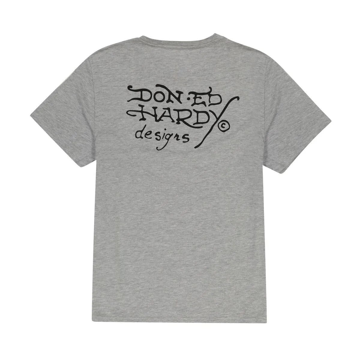 Ed Hardy Rhinestone Skull Snake SS Tee - Heather Grey