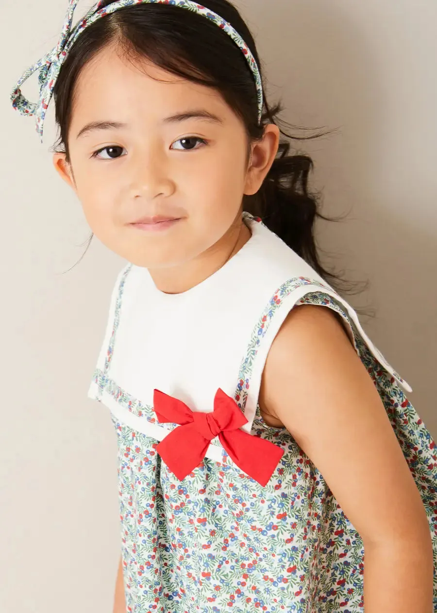 Evelyn Floral Sleeveless Bow Detail Trapeze Dress in Red (12mths-8yrs)
