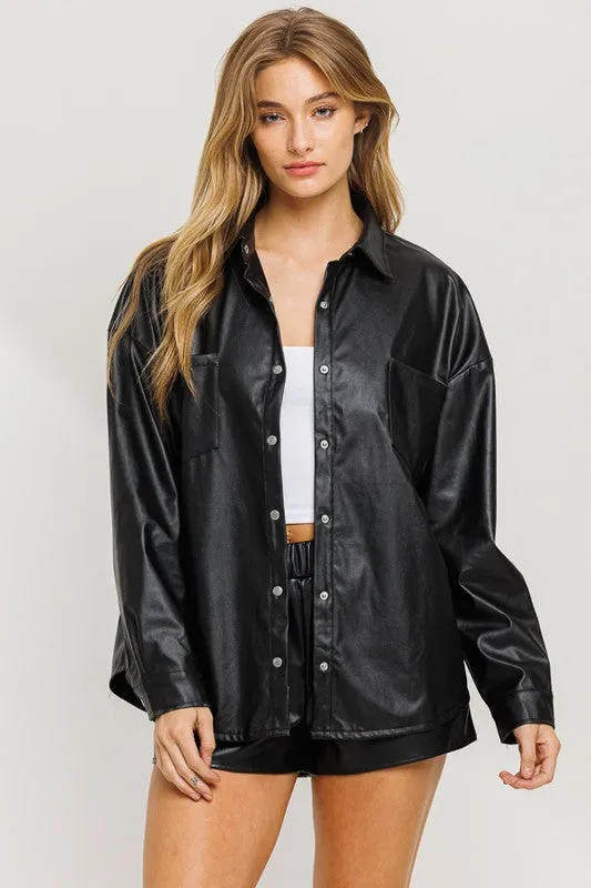 Faux Leather Relaxed fit Shorts