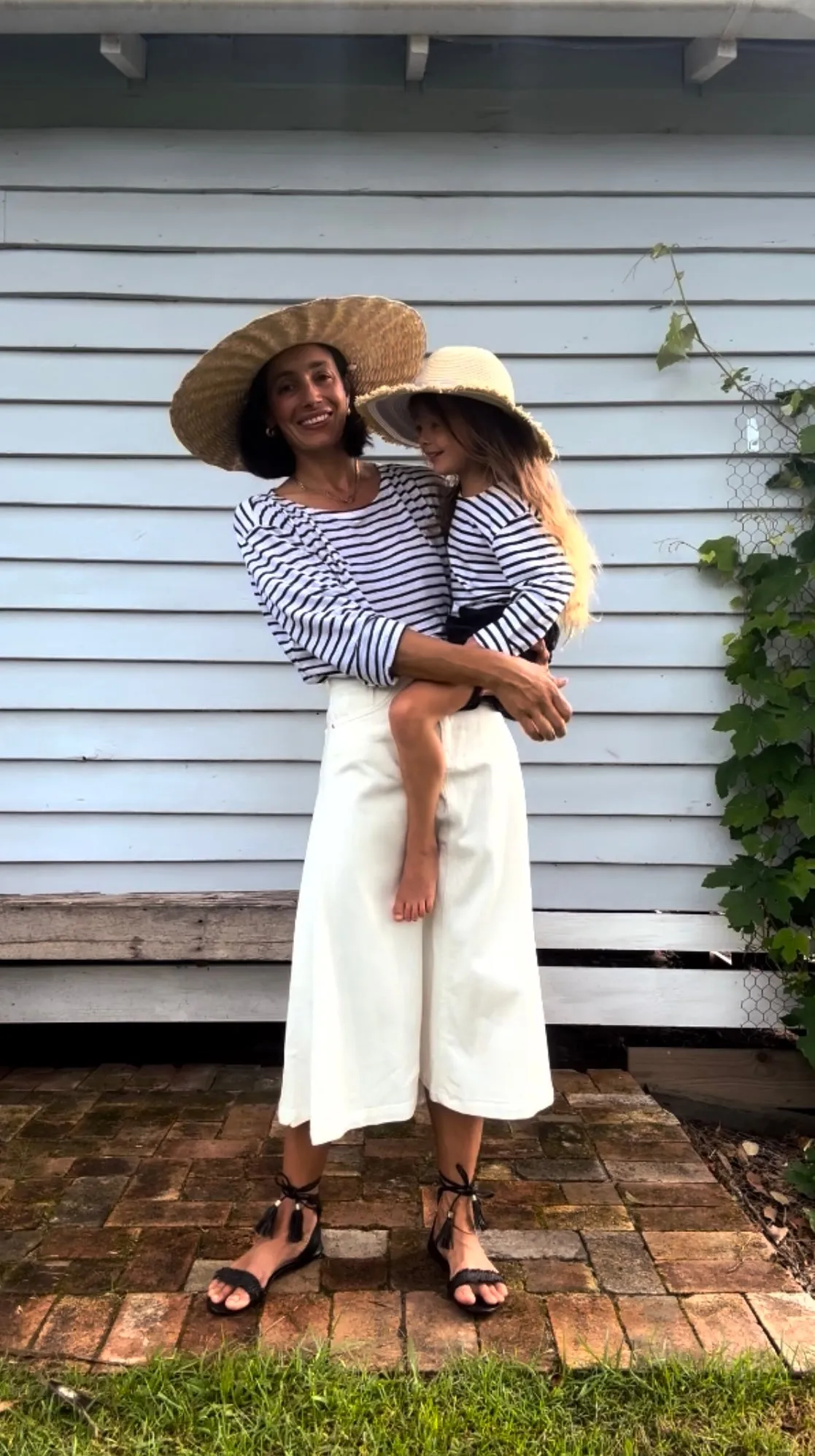 French LINEN Breton Boat Neck Top- White Base Navy Stripe
