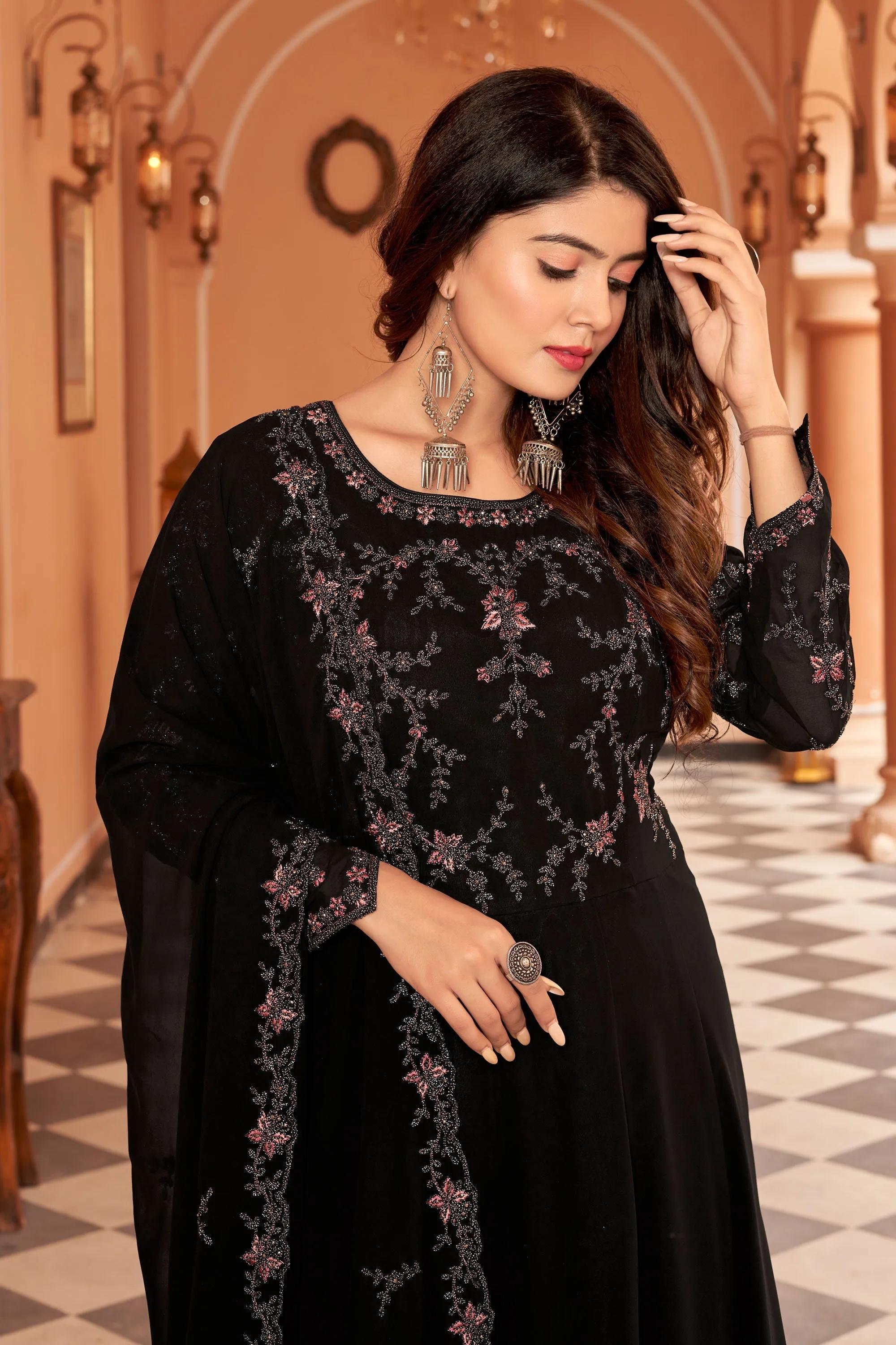Function Wear Black Color Supreme Georgette Anarkali Suit