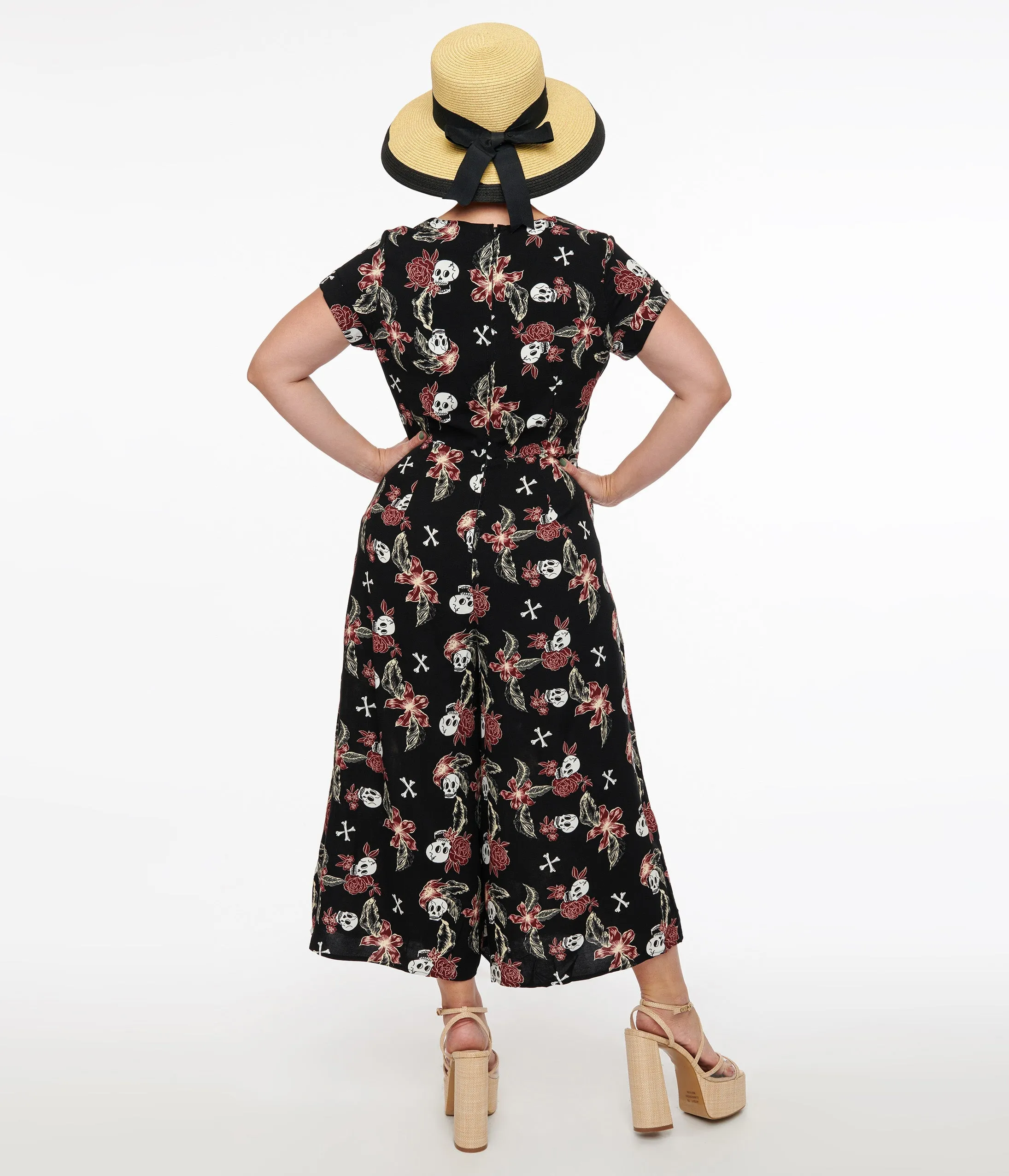 Hell Bunny Black Skull & Bone Print Alani Jumpsuit