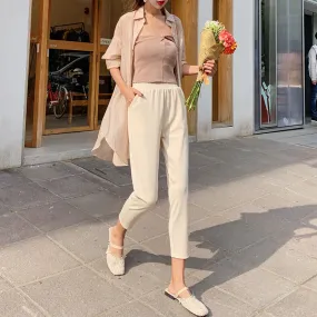 Ice Silk Pants Women Loose Casual Three Quarter Slim Fit Thin Suits Summer Pants