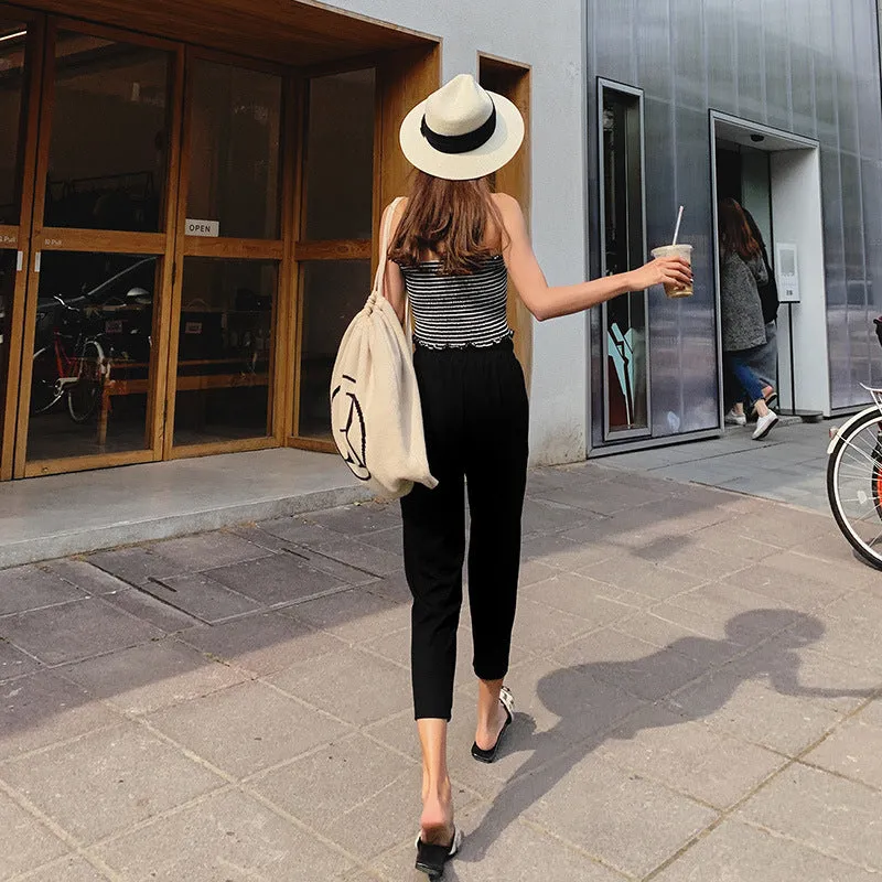 Ice Silk Pants Women Loose Casual Three Quarter Slim Fit Thin Suits Summer Pants