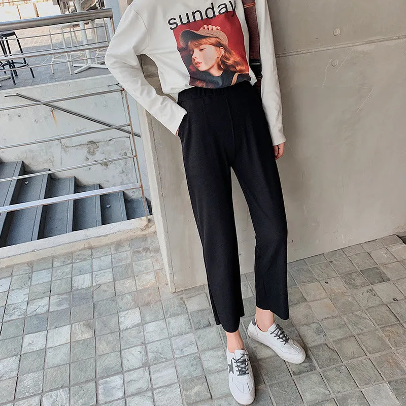 Ice Silk Pants Women Loose Casual Three Quarter Slim Fit Thin Suits Summer Pants