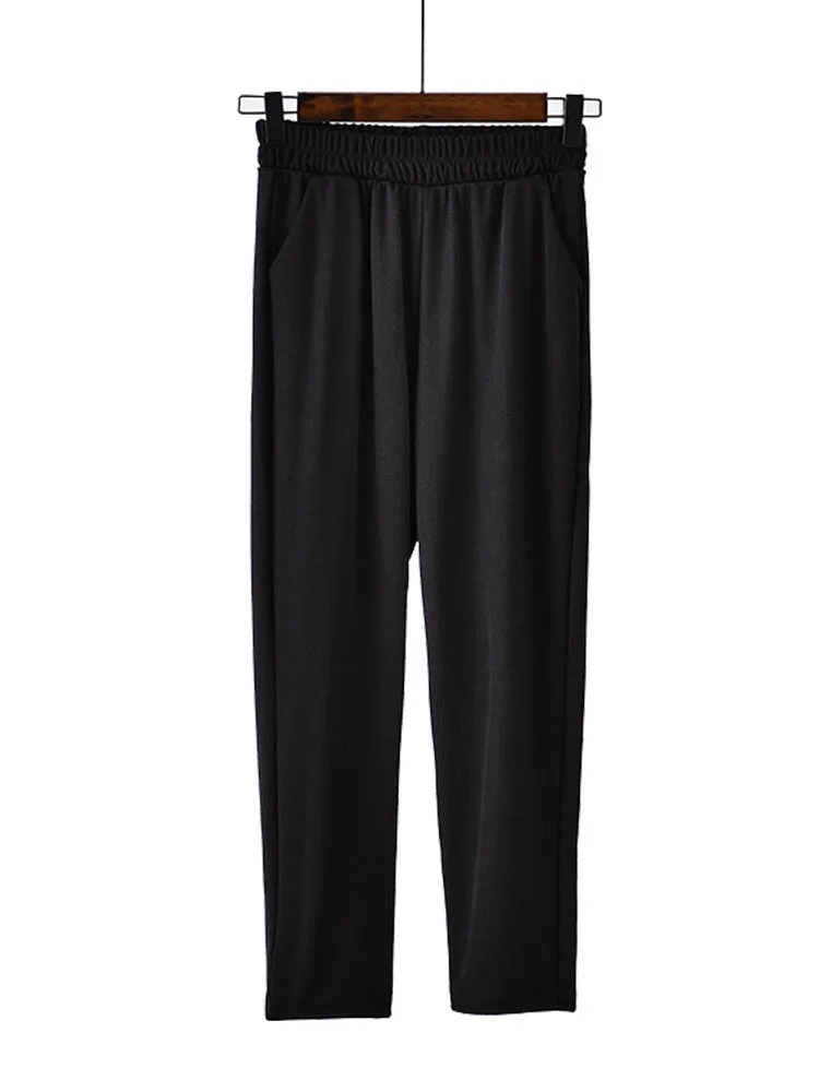 Ice Silk Pants Women Loose Casual Three Quarter Slim Fit Thin Suits Summer Pants
