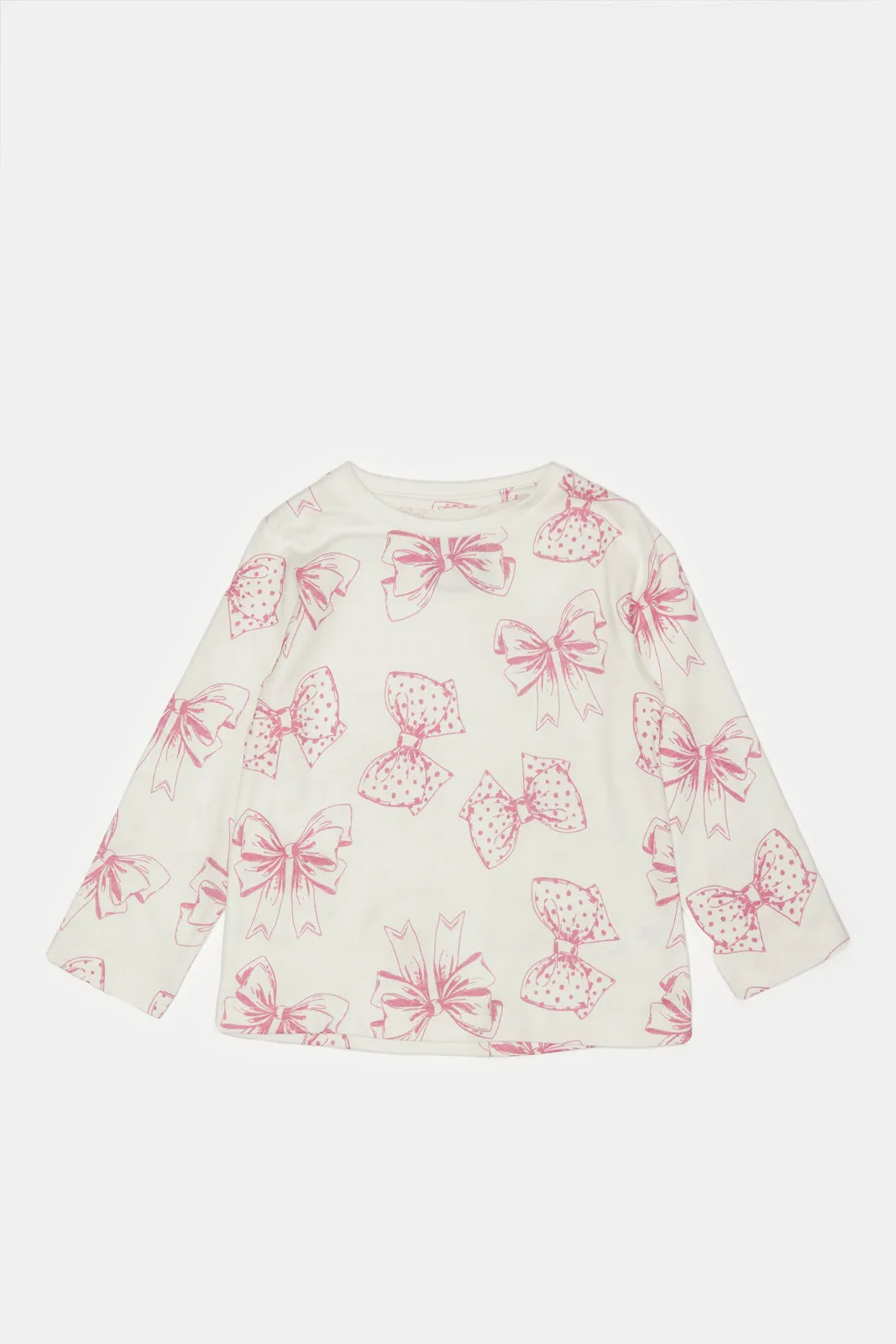 Infant Girls Ivory Print Long Sleeves T-Shirt