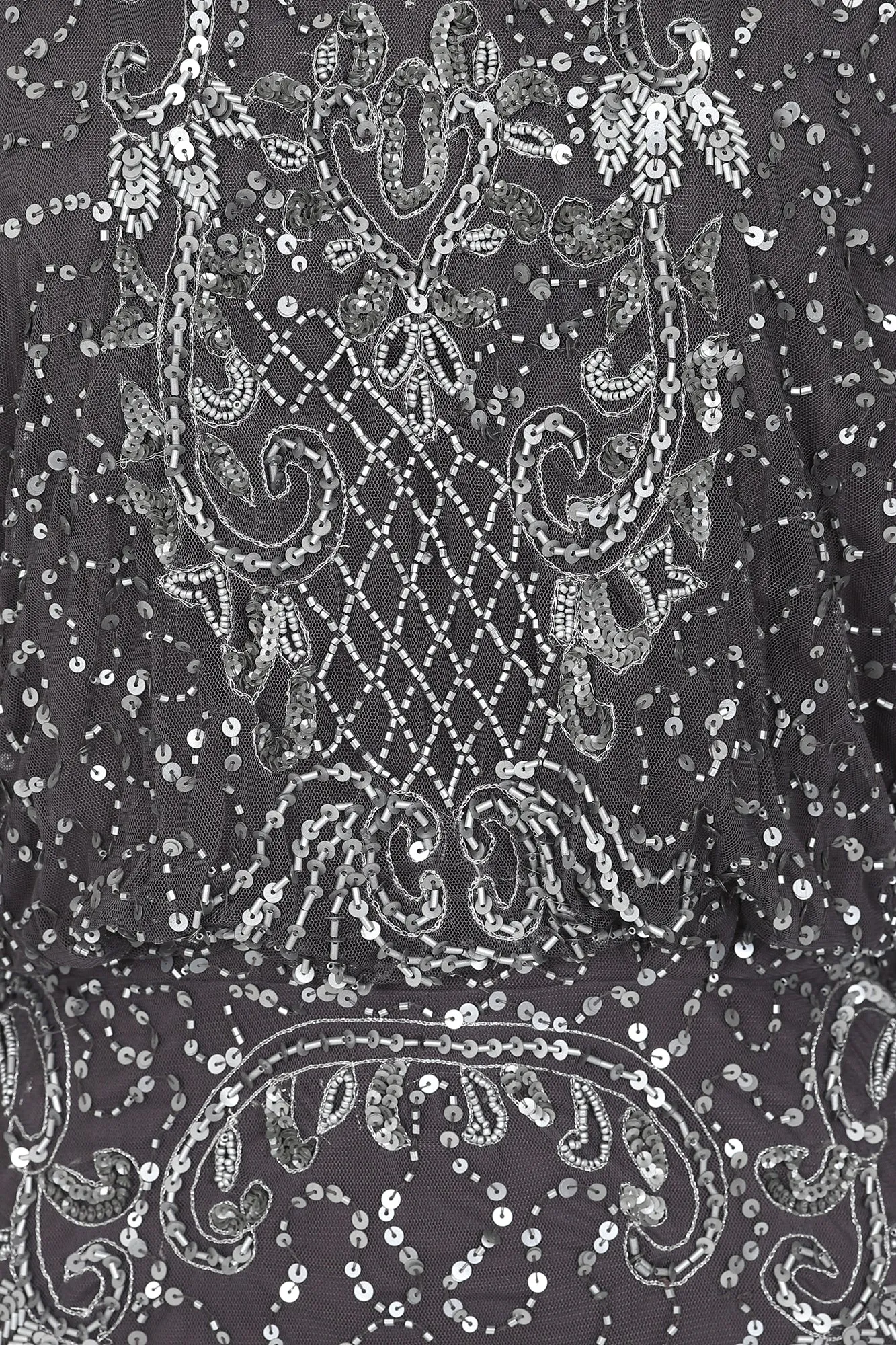 Judith Charcoal Embellished Maxi Dress with Batwing Sleeves