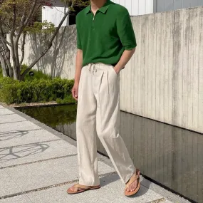[Korean Style] Khaki Linen Casual Pants