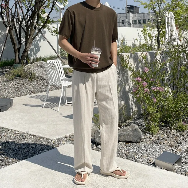 [Korean Style] Khaki Linen Casual Pants