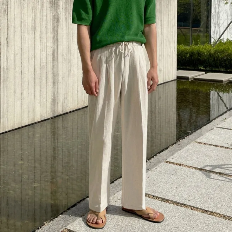 [Korean Style] Khaki Linen Casual Pants
