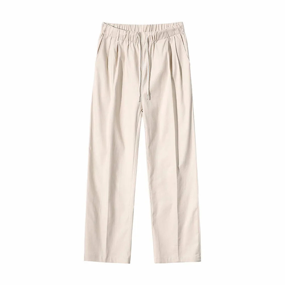 [Korean Style] Khaki Linen Casual Pants