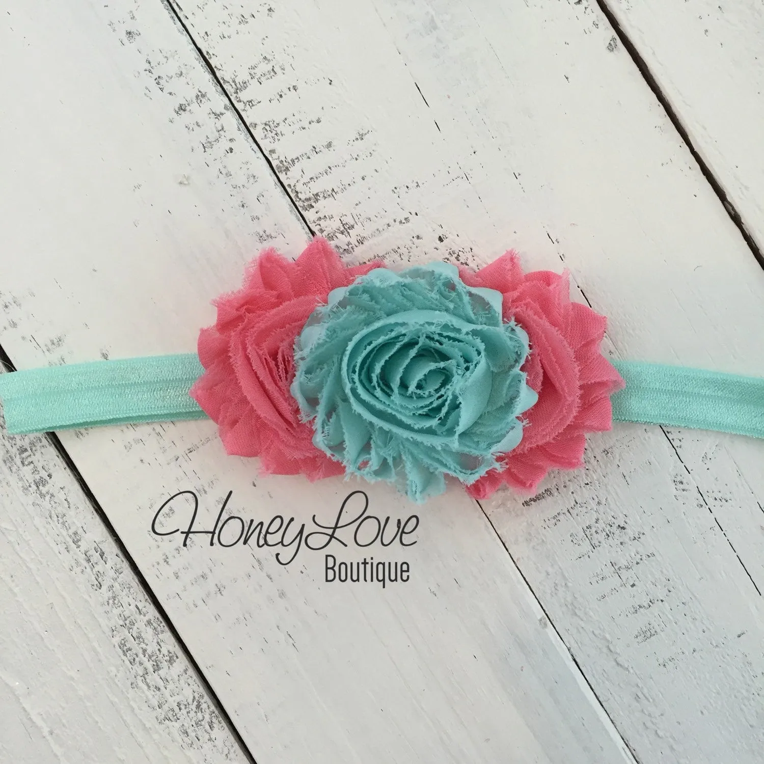 Lace Petti Romper - Coral and Aqua - optional necklace and headband