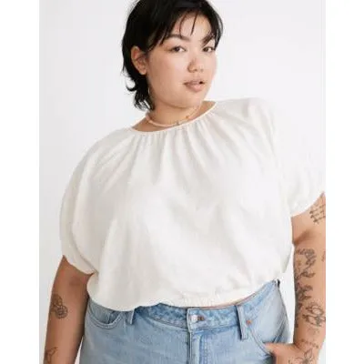 Linen-Blend Michele Bubble Top