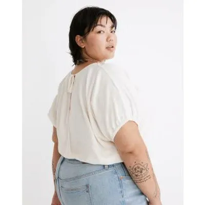 Linen-Blend Michele Bubble Top