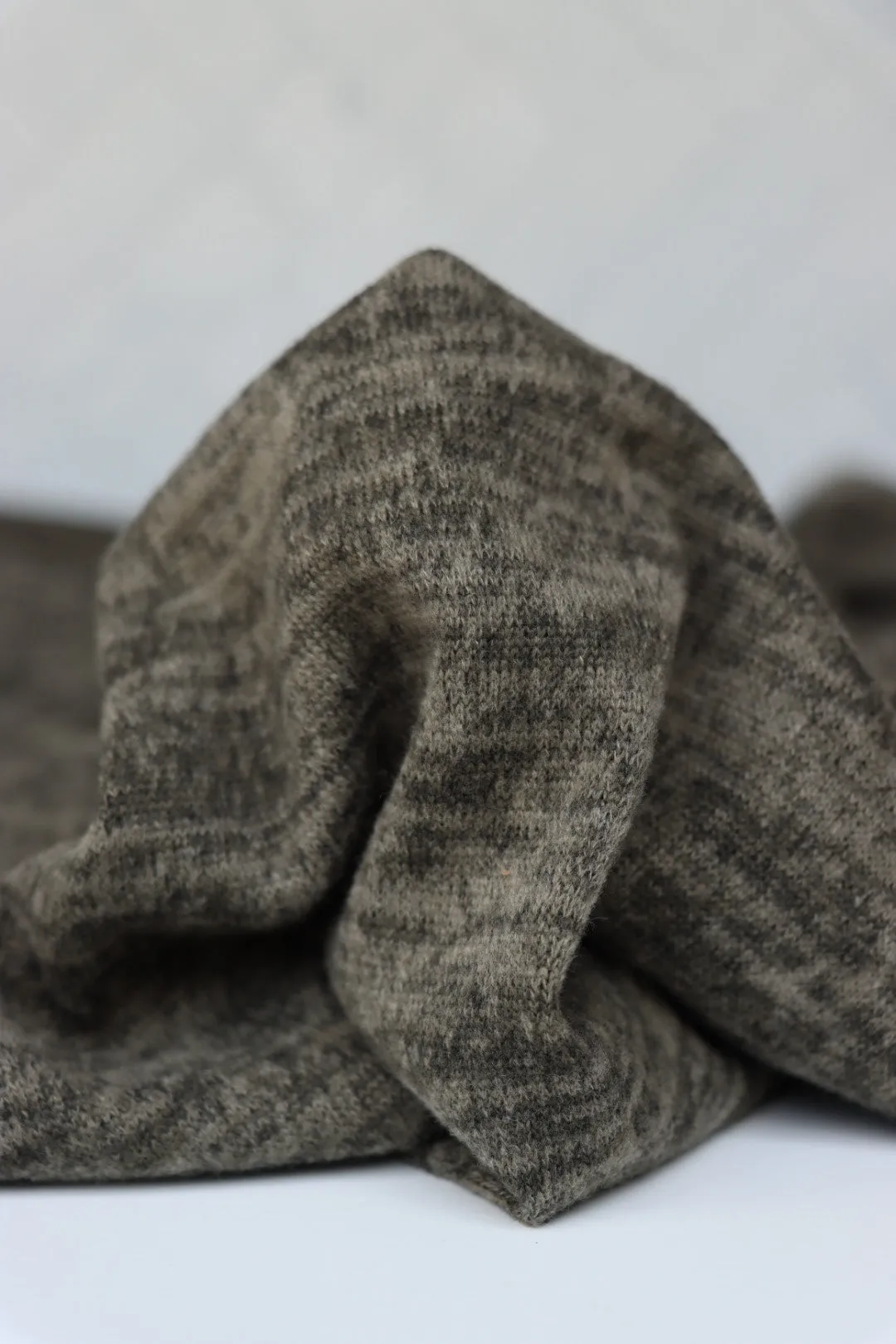 Marled Olive Brushed Hacci Sweater Knit