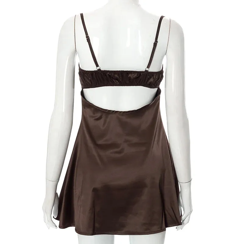MB FASHION Spaghetti Strap Lace Bust Slip Dress 213T