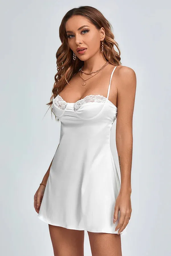 MB FASHION Spaghetti Strap Lace Bust Slip Dress 213T