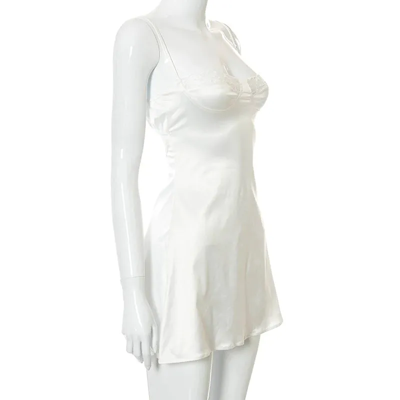 MB FASHION Spaghetti Strap Lace Bust Slip Dress 213T
