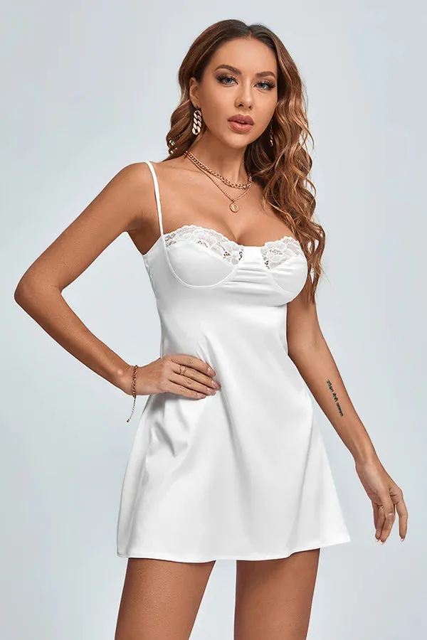 MB FASHION Spaghetti Strap Lace Bust Slip Dress 213T