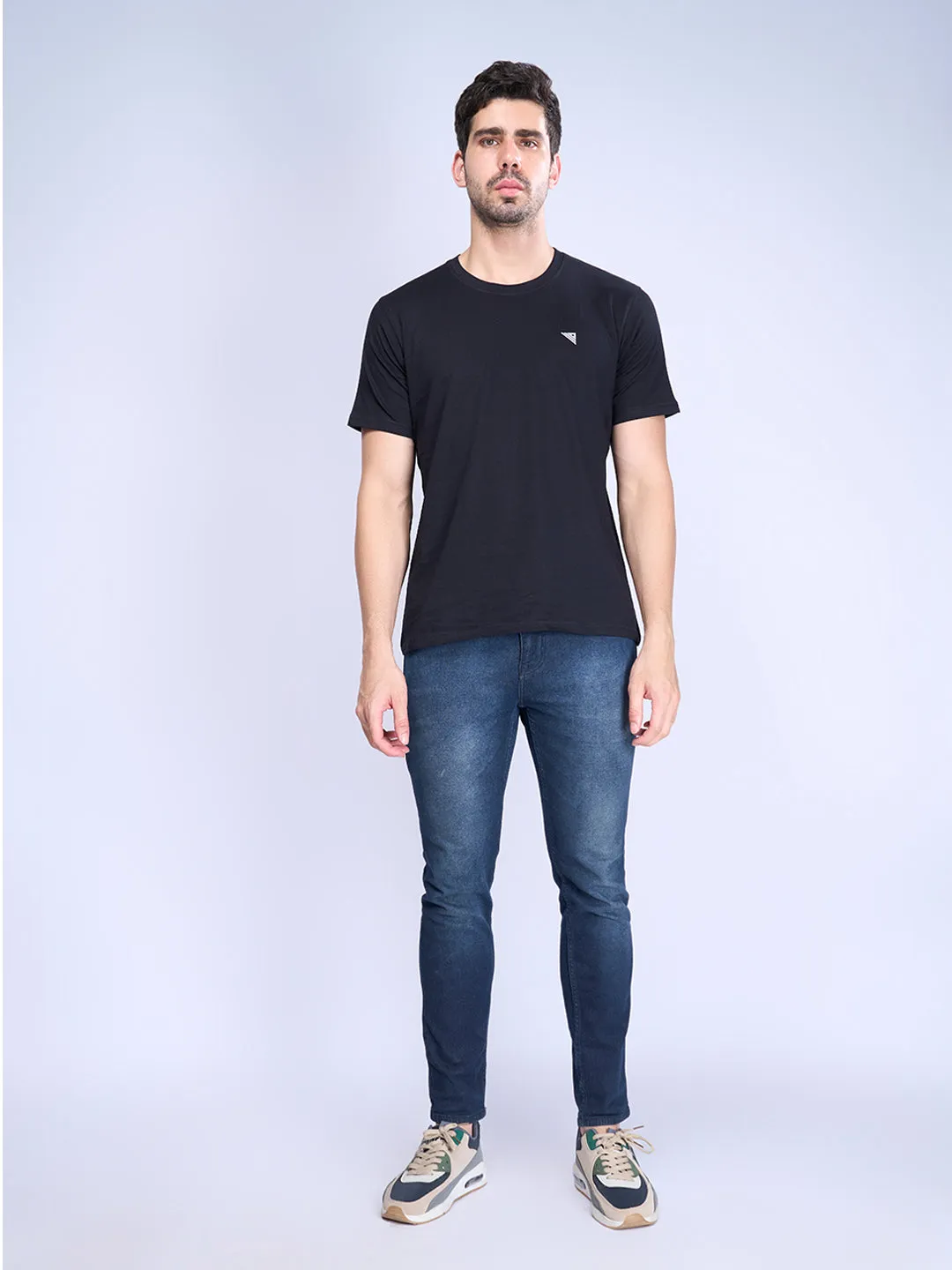Men Cotton Black Half Sleeves Expert Tee - ET14