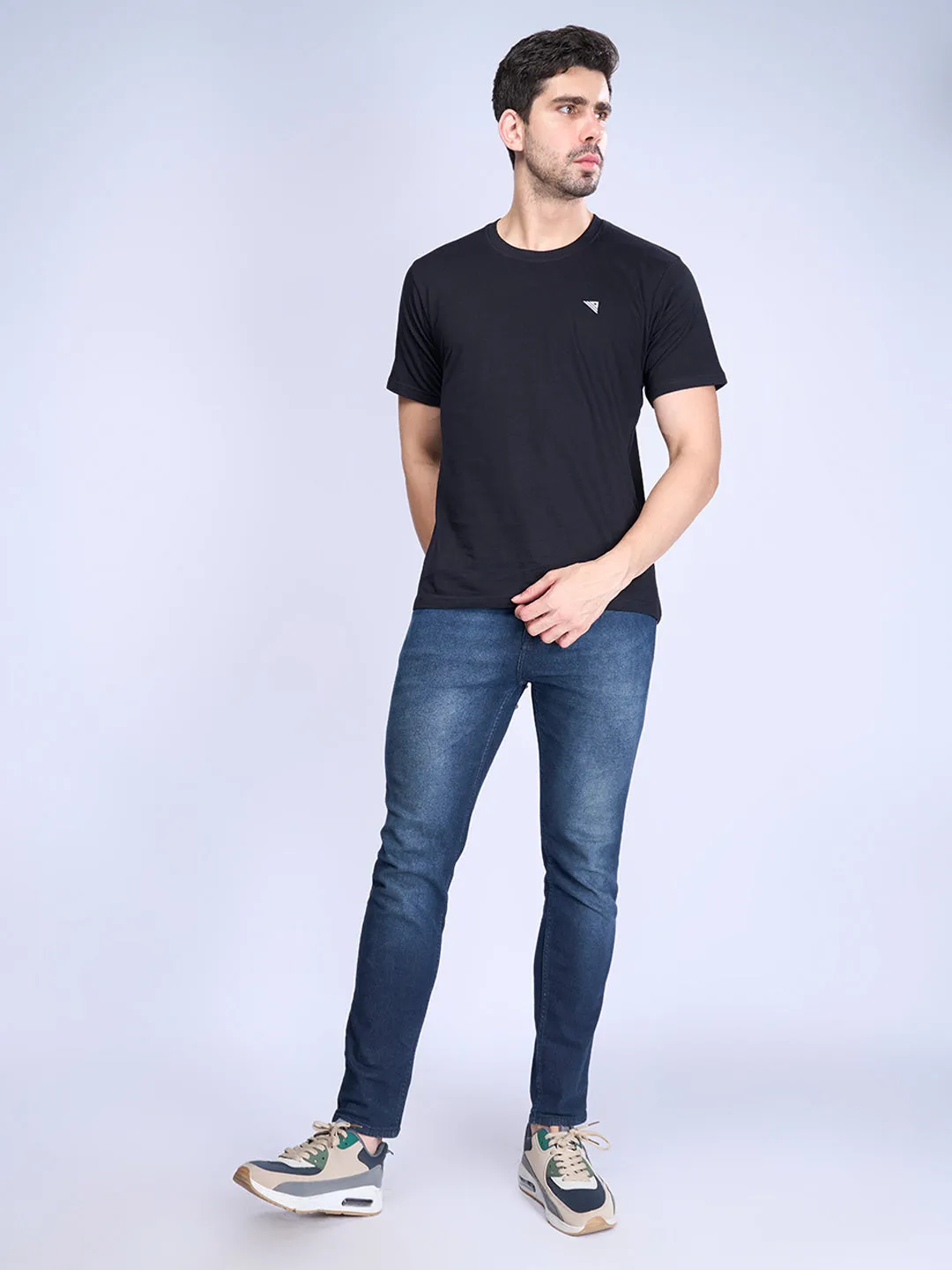 Men Cotton Black Half Sleeves Expert Tee - ET14