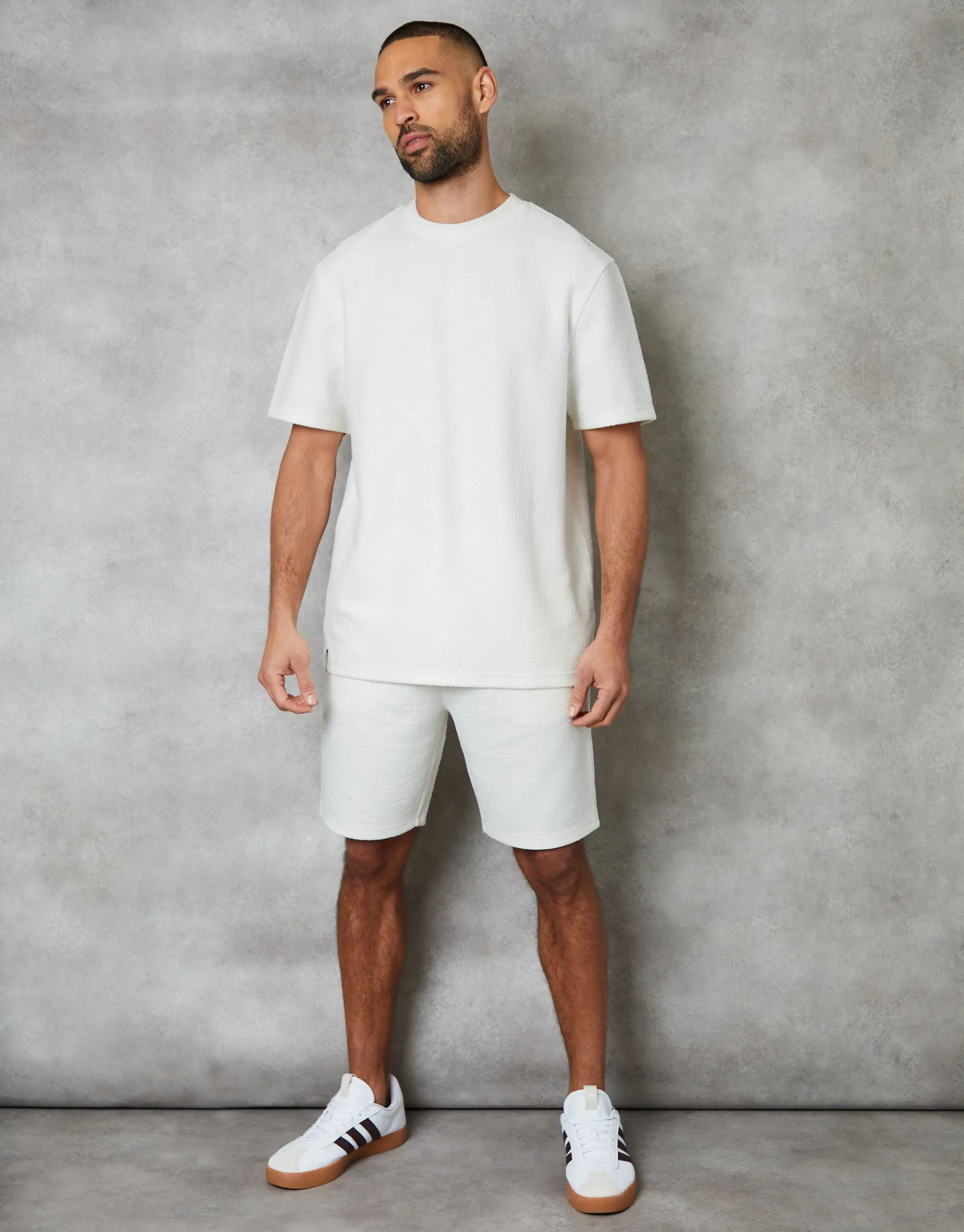 Men's Ecru Textured Relaxed Fit T-Shirt