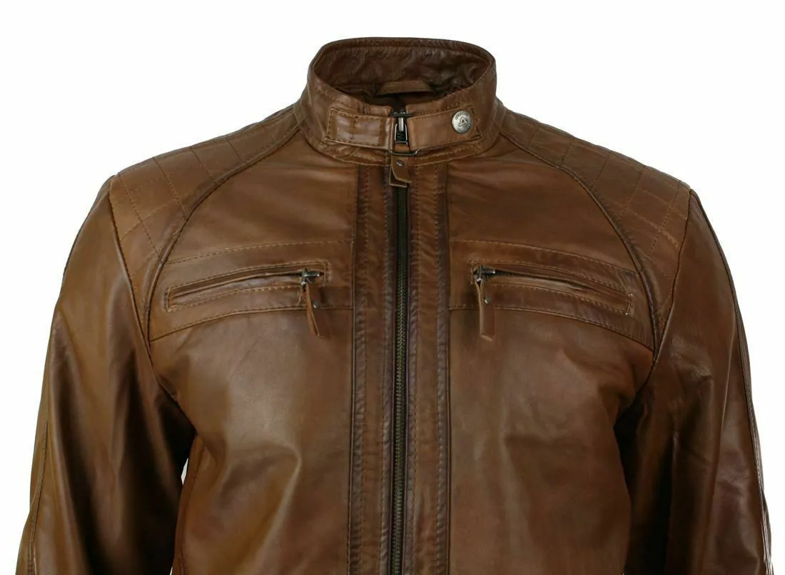 Men's Retro Style Brown Leather Jacket