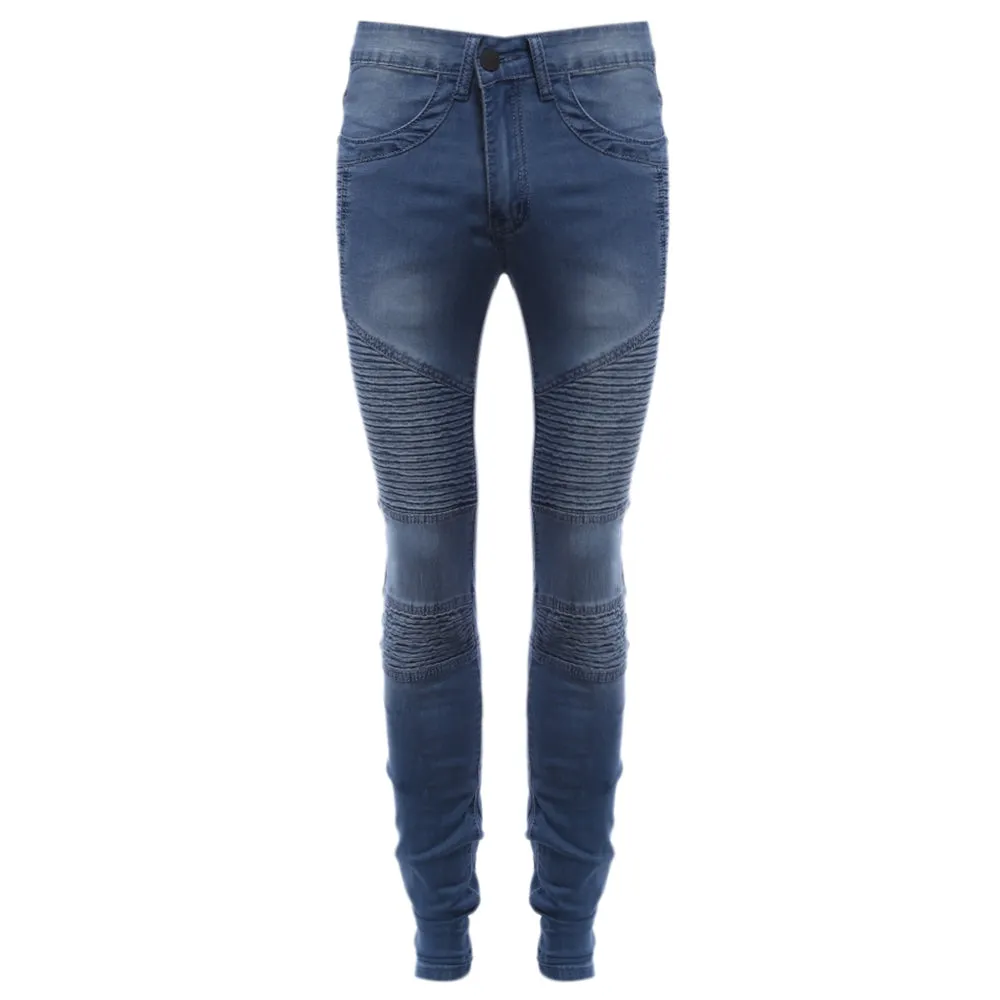 Men's Slim Fit Drape Decoration Casual Pencil Jeans