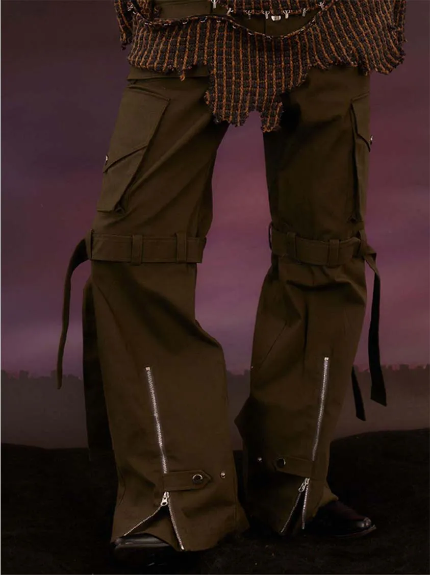 Military Style Zipper Casual Pants