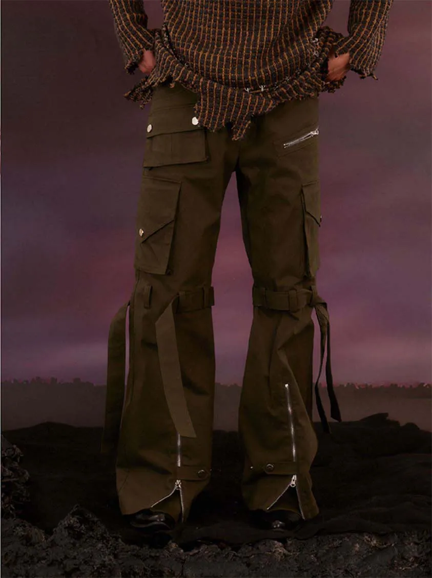 Military Style Zipper Casual Pants