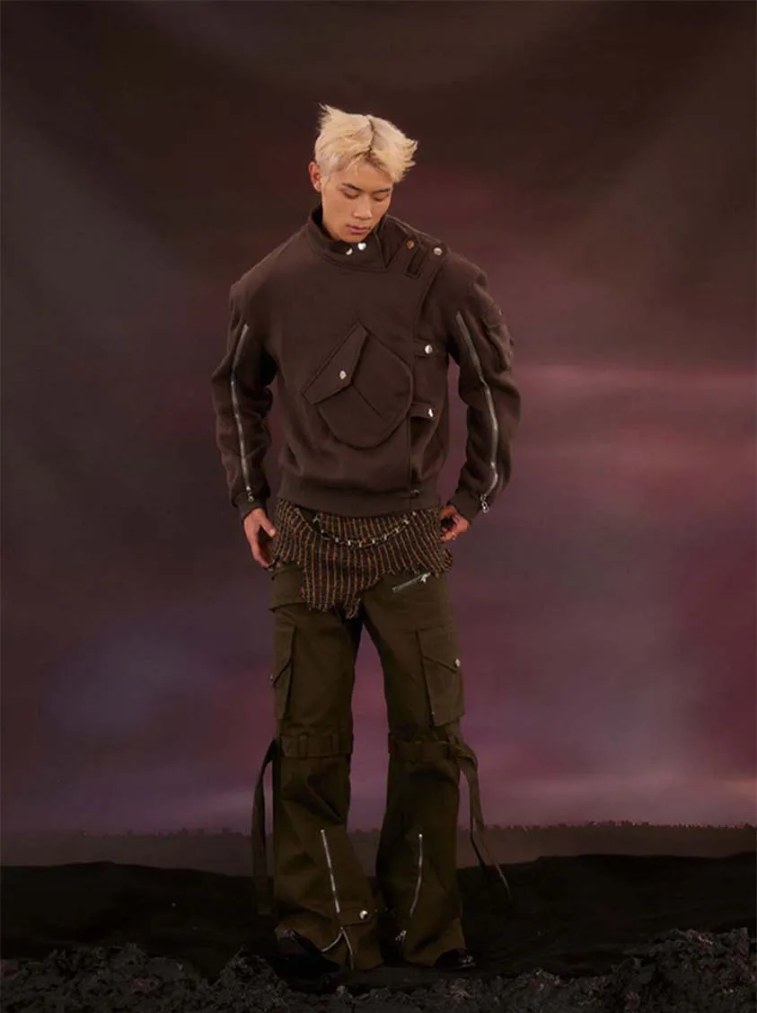 Military Style Zipper Casual Pants