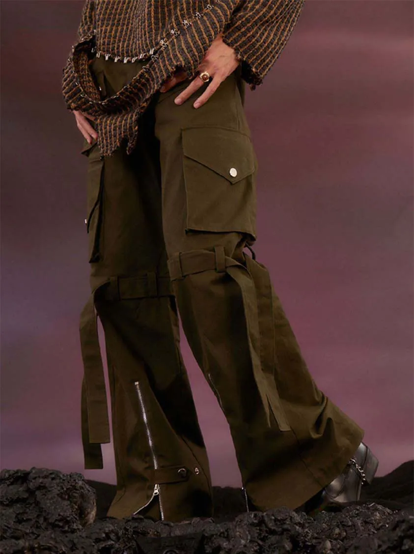 Military Style Zipper Casual Pants