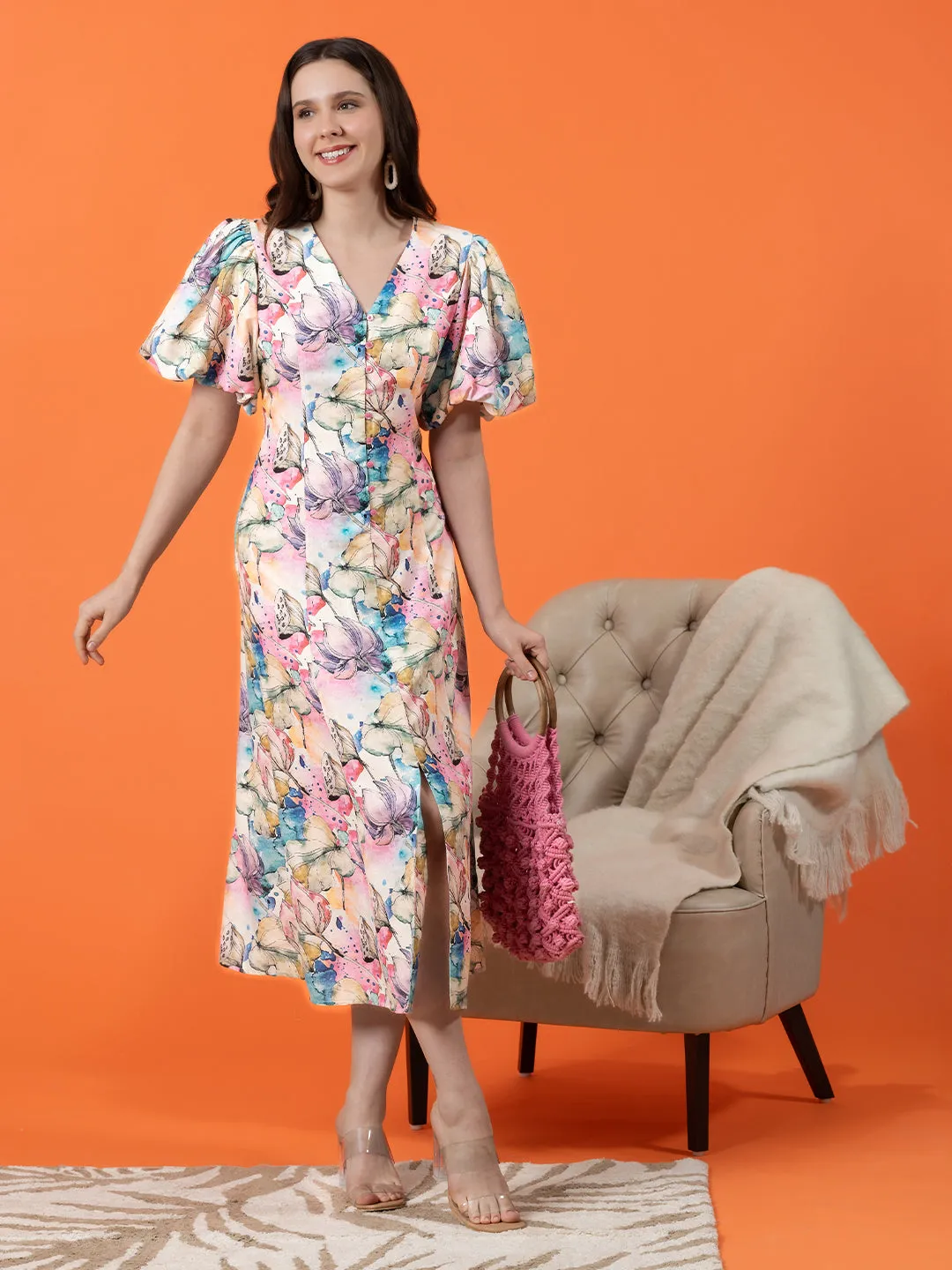 Multi-colored Floral Maxi Dress