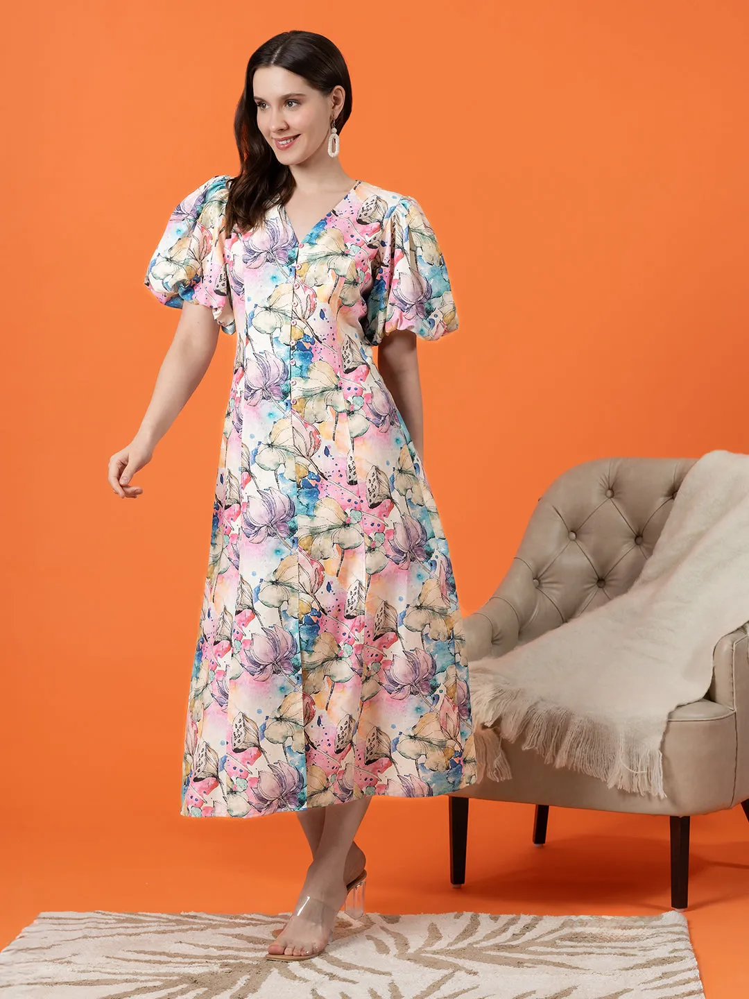 Multi-colored Floral Maxi Dress