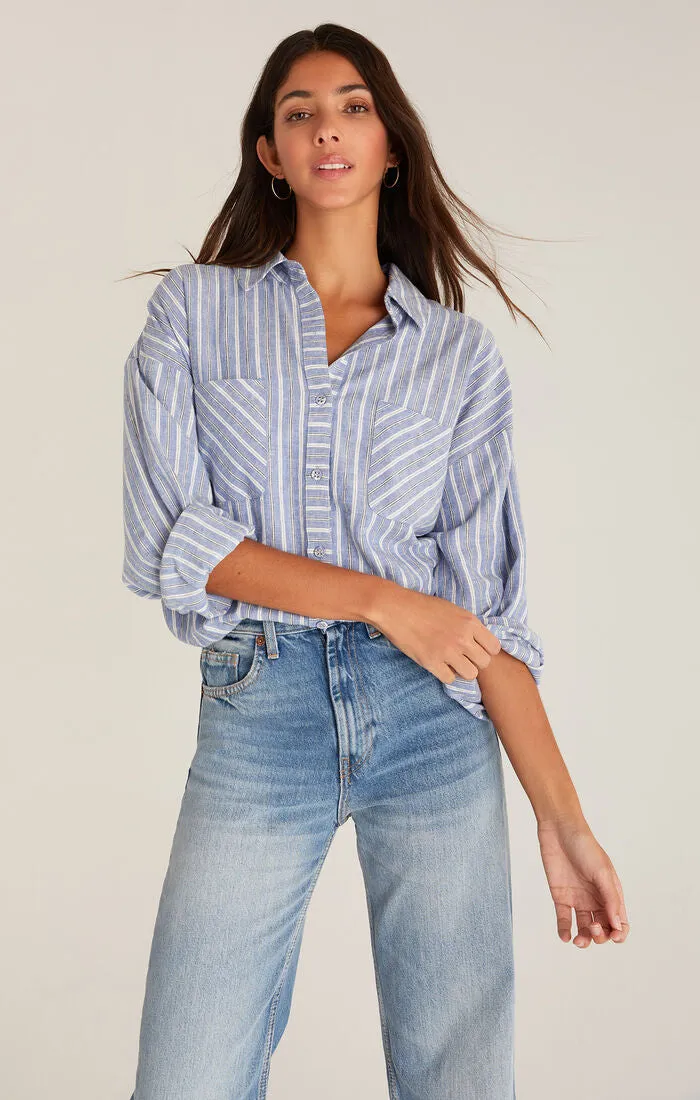 Natalia Striped Button Up Top