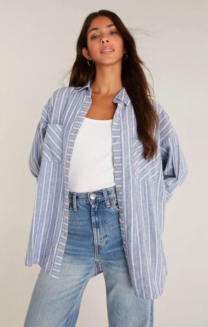 Natalia Striped Button Up Top