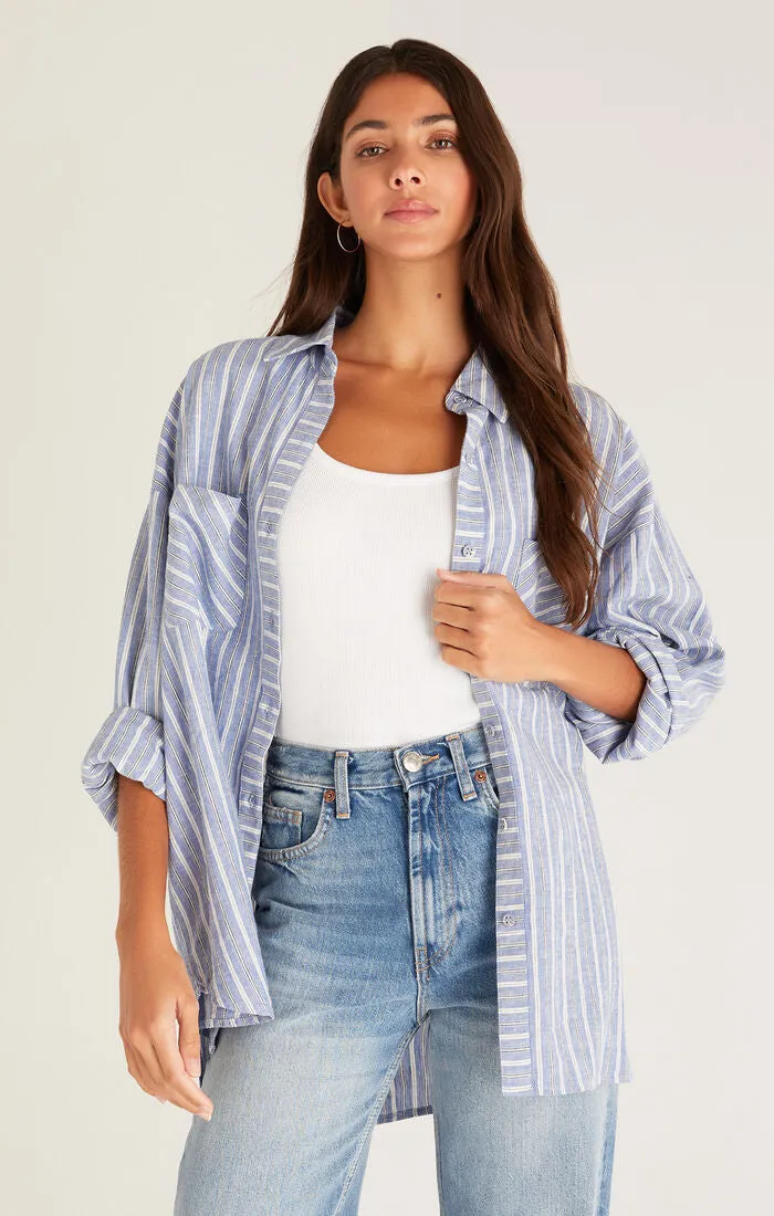 Natalia Striped Button Up Top