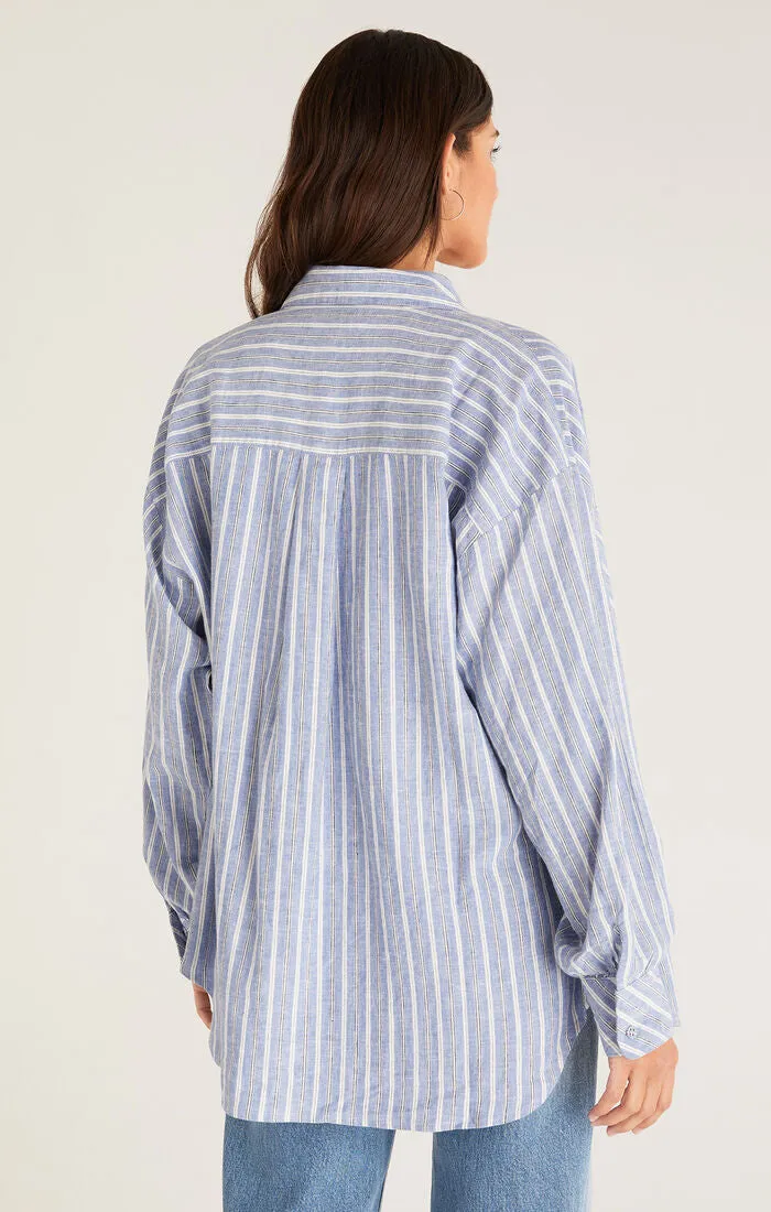 Natalia Striped Button Up Top