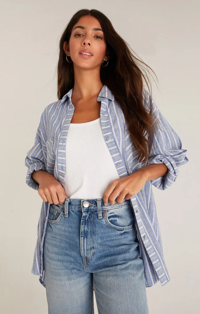 Natalia Striped Button Up Top