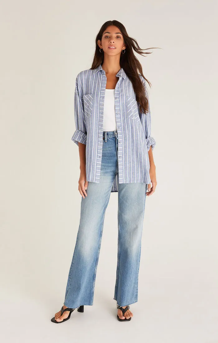 Natalia Striped Button Up Top