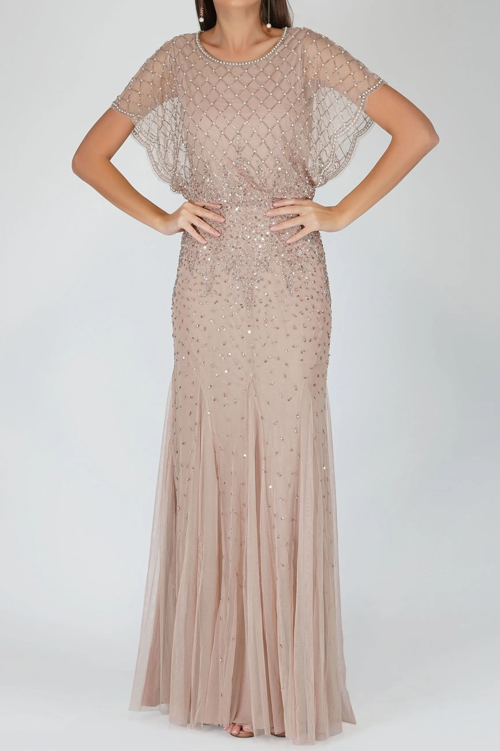 Nayo Maxi Embellished Dress in Mauve