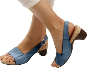NEW OMIREL Orthopedic Sandals for Women Anti-Slip Breathable Sandal Slip on Flip Flops Comfortable Walking Sandals with Arch Support Wedge Sandals, Blue, Sz 9
