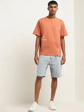 Nuon Light Blue Mid-Rise Relaxed-Fit Denim Shorts
