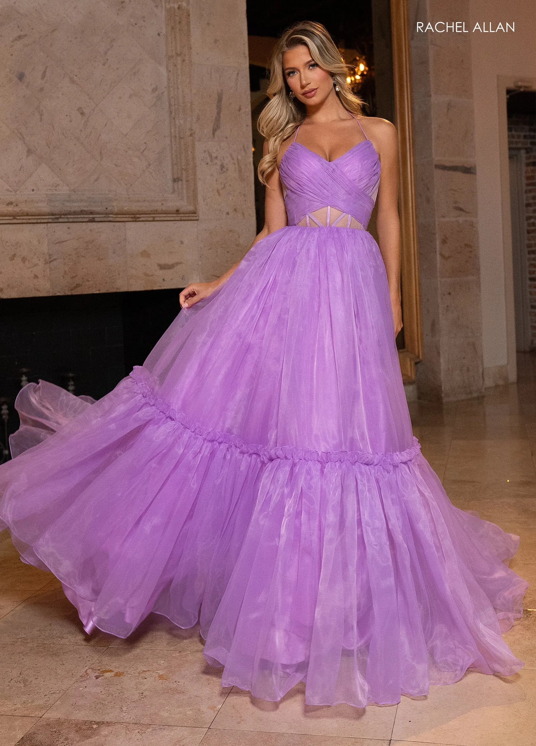 Organza Strapless A-line Gown by Rachel Allan 70815