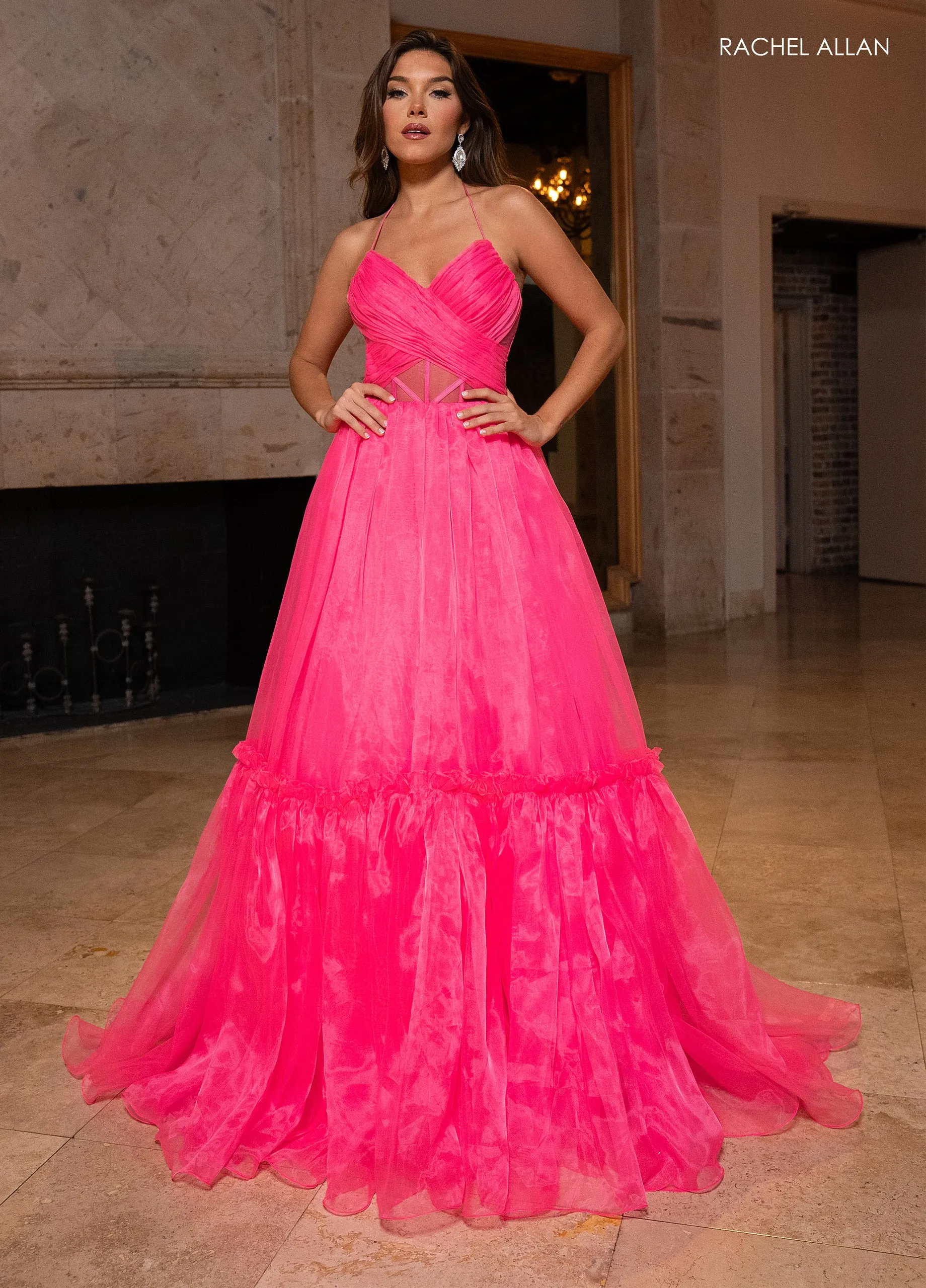 Organza Strapless A-line Gown by Rachel Allan 70815