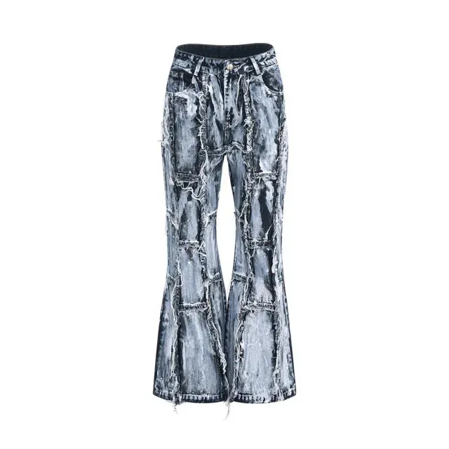 Raw Edge Single Breasted Denim Pants Set