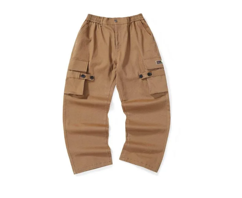Safari Style Brown Plain Casual Pants